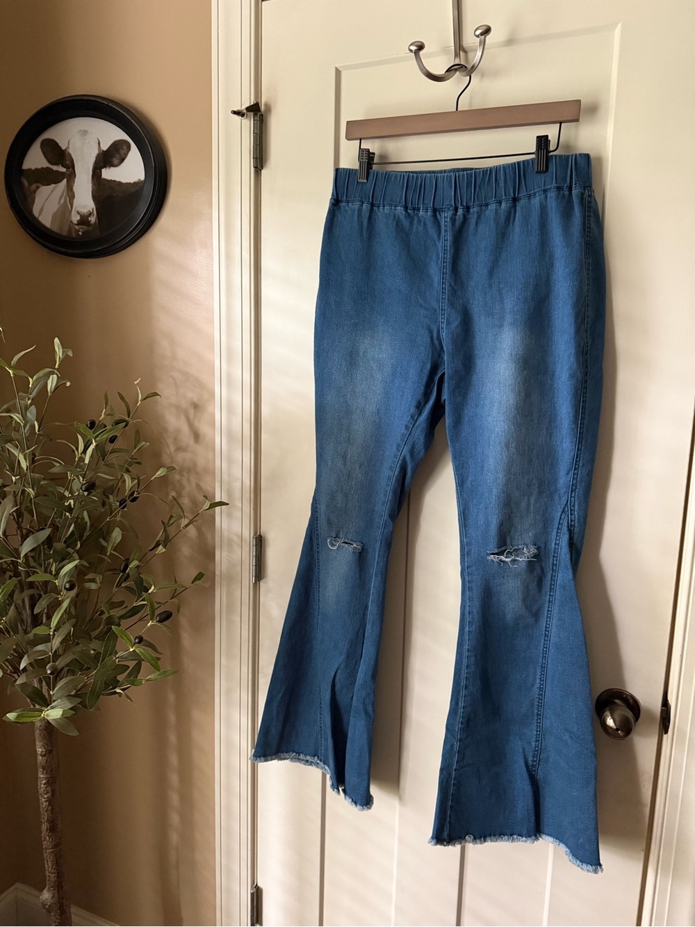 Time and Tru Blue Distressed Flare Jeans Size XL